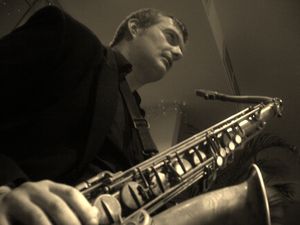 Jules on tenor saxophone. Photo courtesy of Alex Garnett, host of Ronnie Scott's Late Late Show