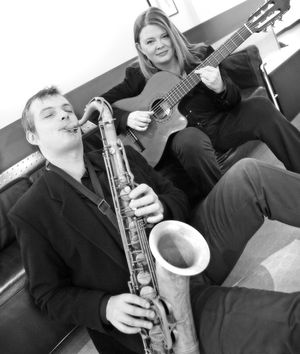Jules, our tenor saxophonist and Carole (aka 'The Boss') on guitar