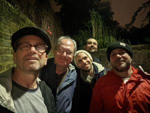 pre pub selfie with Martin, Yoav, Jon, and Yair