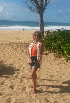 enjoying a photo shoot , huge waves on the north shore of Oahu hawaii