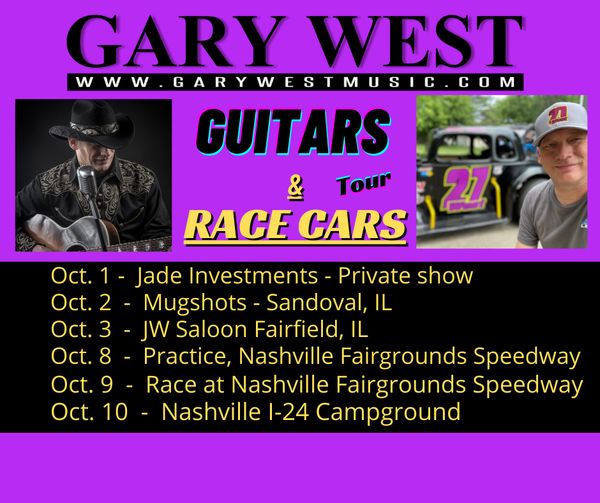 Indiana, Illinois and Nashville, TN! Racing and Singing! Catch me if you can!!