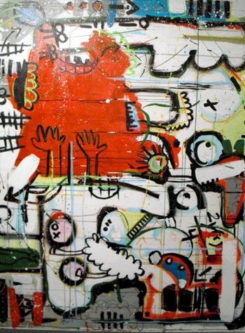 " This is my plan if your up for it. No daisies and cute dresses. Just me. And my plan." 48" X 60" mixed media $3500.00