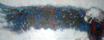 ' it was a really good day when I saw you there. I think you saw me too and that was good enough for the both of us.' 18" X 36" mixed media