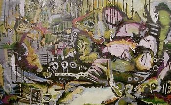 'I was hoping we could maybe go to the creek later and you could ask me how my day was and I would say "good"' mixed media 24" X 36"