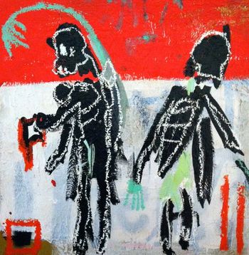 Pick up flowers on your way home - theyve started to wilt over here Mixed media on canvas 24 x 24 $875