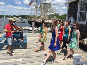 Dock-side hornpipe practice with Kieran Jordan's sean nos dance students at the 36th Annual Mystic Sea Music Festival. Mystic, CT. June 13, 2015. Thanks for the photos Kieran!