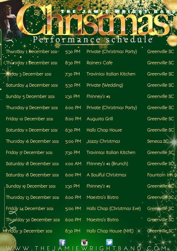 T.J.W.B. Holiday Performance Schedule