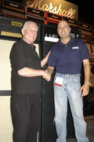 Gary with living legend O.B.E. Jim Marshall at the NAMM convention.