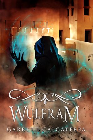 Wulfram book cover: a shrouded shapechanger and sorcerer