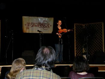 In April Julane performed at the Folk Alliance Region Midwest conference, which was held in Fayette, Ohio. Here she is singing.