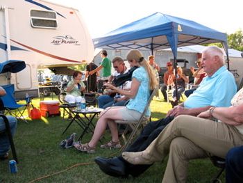 Julane jams with guitarist and singer Brett Allery, grandson of North Dakota legendary fiddler, Fred Allery.