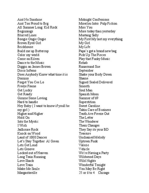 Song List
