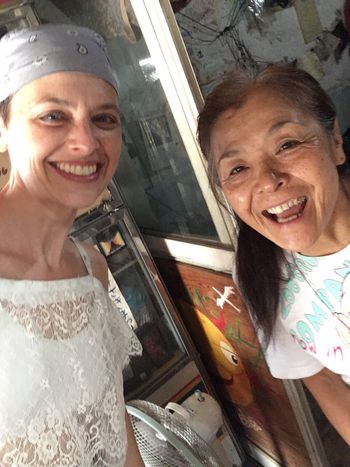 This lovely woman and her husband have a tiny cafe right off the ferry when you arrive at the island of the Sakurajima volcano. I had lunch a Chinese family of six, and two Japanese women. We all sat at the only table in the place. I did not speak the language but they had a guitar on the wall. Pretty soon we were all speaking the same language. Music.