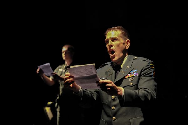 Michael Mayes and David Blalock in the Fort Worth Opera Festival production of Glory Denied. (Photo copyright 2013 by Ellen Appel.)