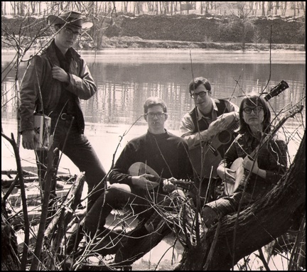 Jug Band, 1966, Appleton WI. Peter on left with jug, Lou on right with banjo. With Bill Fitzpatrick and Marty Rosenblum.