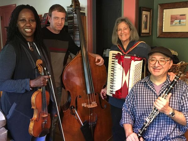 SCHMALTZ: Yvette Devereaux on violin, Igor Kogan on upright bass, Joellen Lapidus on accordion and Leo Chelyapov on clarinet
