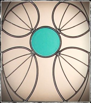 "OLD WORLD CROSS" door insert, detail