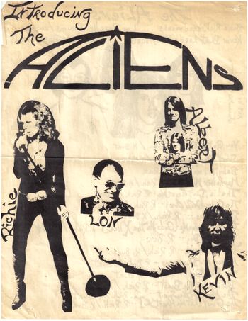 Aliens sketch w/ 2nd bass player, Albert Johnson and 2nd drummer, Lon Rozelle. Vince Conrad bottom right