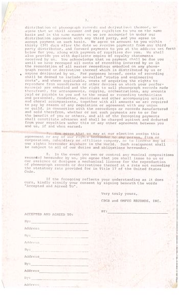 Aliens/CBGB's/Atlantic contract - 2 songs on CBGB's Live dlb LP. Aliens dropped before release when band broke up in 1976