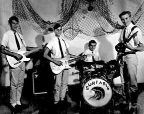 The Surfaris who wrote and recorded the 1963 hit song Wipe Out. L-R Pat Connolly, Jim Fuller, Ron Wilson, Bob Berryhill