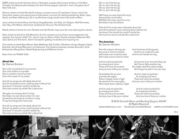 "This is DÚBH" liner notes and lyric booklet page 4.