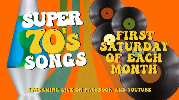 <b> FIRST SATURDAY OF THE MONTH
- 7pmET <B>
<i><b> Streaming Live on YouTube and Facebook <i><b>
Songs from the 1970's Top 40 Charts!
Songlist in the '60's / 70's' Tab at the top of this page.
<b><i> Scroll down to Show Listings for links <b><i>