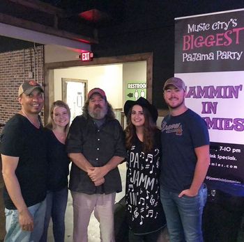 Me, Sara Davis, Jonathan Helfan, Megan Barker & Conner Sweet - Writer Night @ Frisky Frogs..."Jammin' In Jammies"