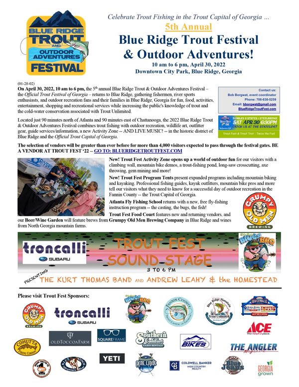 Join Kurt Thomas at the Blue Ridge Trout Festival April 30th, 2022!