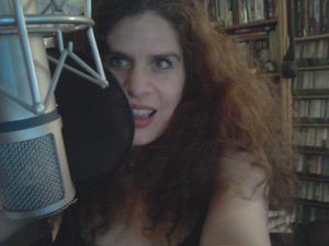 Annie recording vocals for Earthrise
