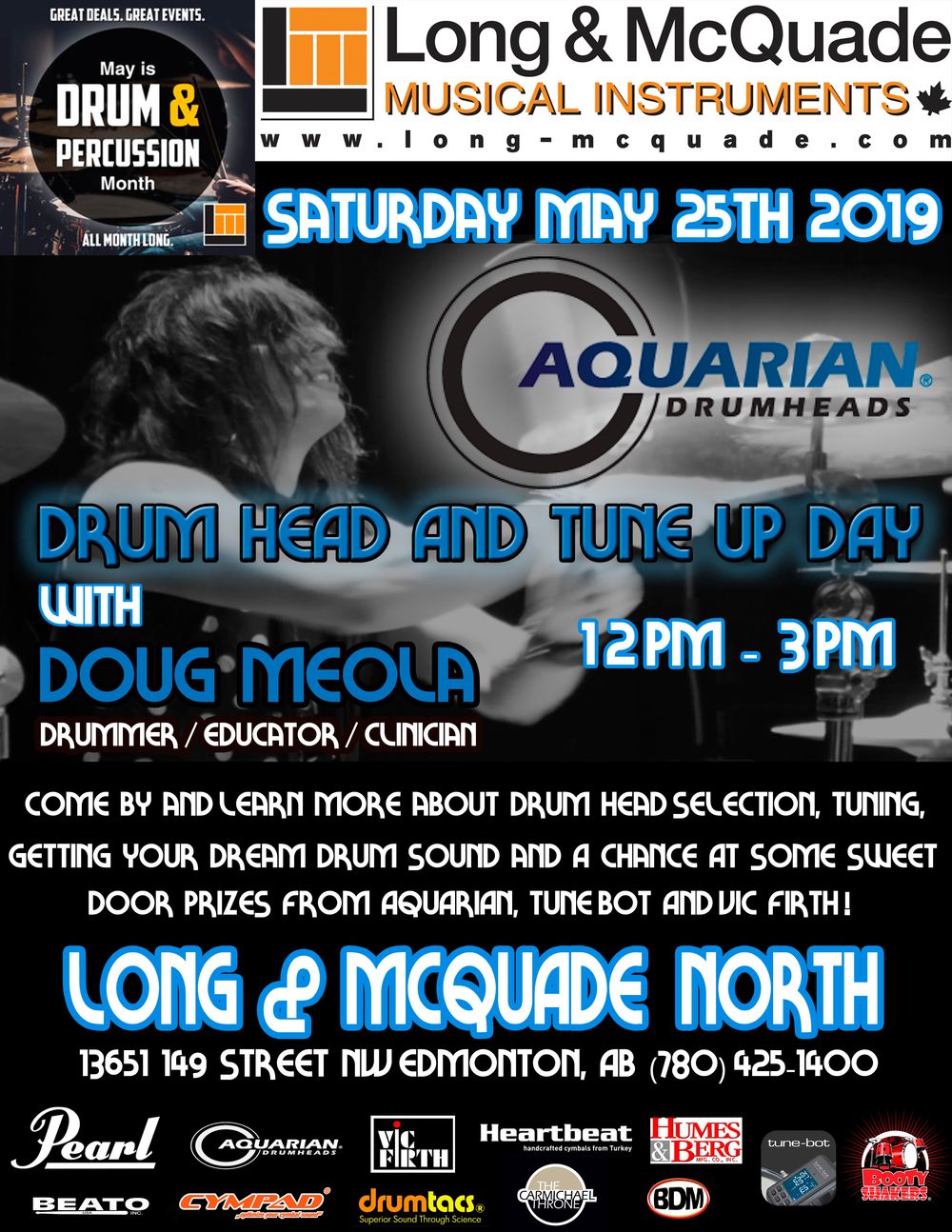 Doug Meola, The DrumSpot, Aquarian Drumheads, Long & McQuade, Drum Lessons, Edmonton Drum Lessons, St Albert Drum Lessons