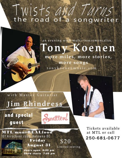 SOLD OUT Great to be back in Kelowna and the opportunity to play with Jim Rhindress again.Join us August 31st, 2018 at MTL