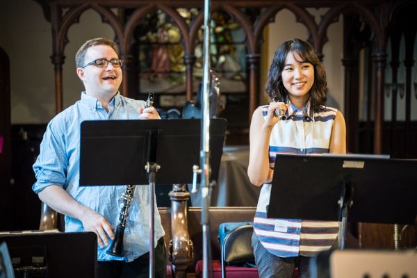 Bixby Kennedy, clarinet and Ji Weon Ryu, flute-recording session, NYC