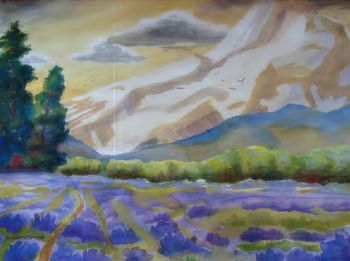 Lavendar Fields are in Hood River, Oregon with Mt. Hood in the background. This location is spectacular as you look up at the north glaciers on the mountain. 22" x 30", $800.