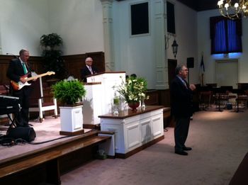Pastor Fred Allred, Music Minister Steve Clark, and Ernie playing for the invitation Faith Baptist Tabernacle, Jamestown, TN May 11, 2014.