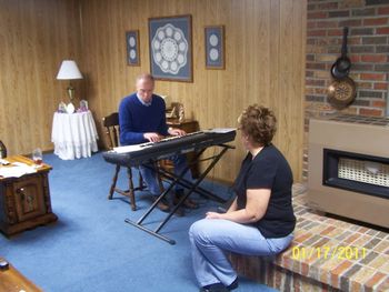 Roger Talley at our house working on our new project. He is actually recording a practice track. 01/17/11