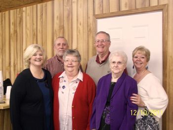 Ernie's family December 10. Ernie's Mother, Nettie Peters turned 80 December 8th and they gave her a surprise birthday party. Pictured L-R Sheilia, Eugene, Sherleen, Ernie, Mom, and Kathleen.