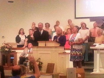 Sorry for the quality but this Connie, Carol, and Ernie singing with our church choir at our homecoming 2014. Batley Baptist Church.