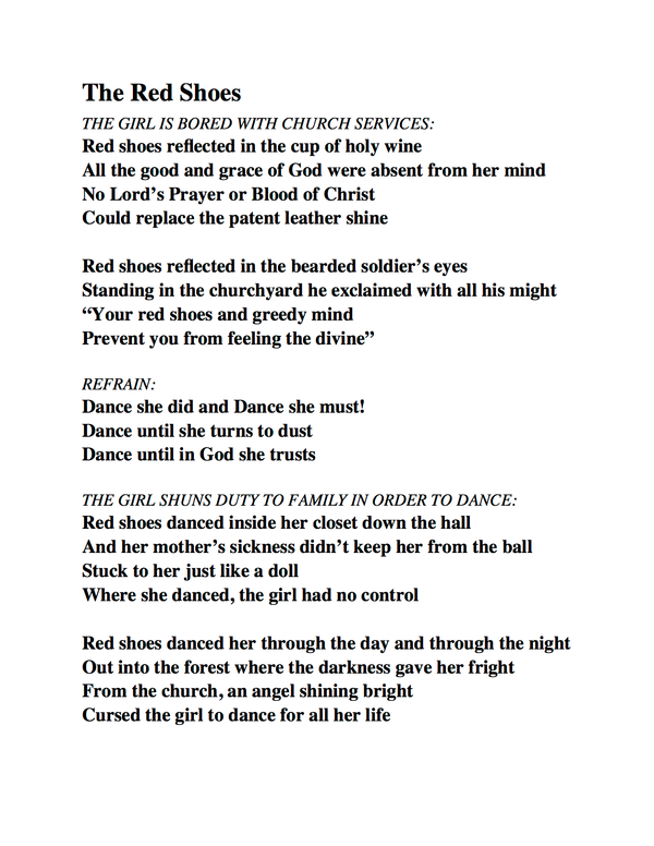 The Red Shoes, inspired by the Hans Christian Andersen story