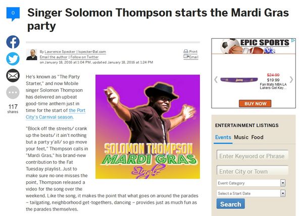 The track, with its grabby bass line and engaging vocals, seems well suited for any sidewalk DJ to spin along the parade route, and that's no accident at all. ~ Lawrence Specker lspecker@al.com