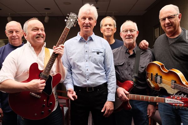 Time Marches On!!!--Franklin Park 2018--Tom, Mike R, Bernie, Mike J, John, Jim