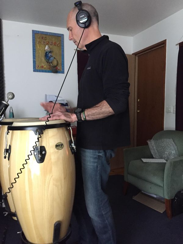 Brian Baker adding real Congas to Cafe Fantasy