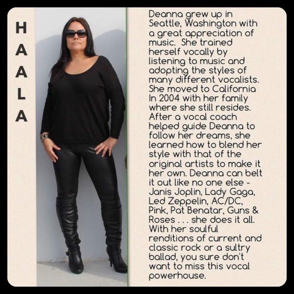 Lead Singer Deanna Haala is truly one of a kind and sets IT'S NEVER 2L8 apart from all the rest! Deanna brings experience and passion to every performance and after stints with local bands, "Gruv Nation", "Summer Breeze" and others , Deanna has become a highly sought after singer throughout the San Diego area by band leaders and club owners alike!