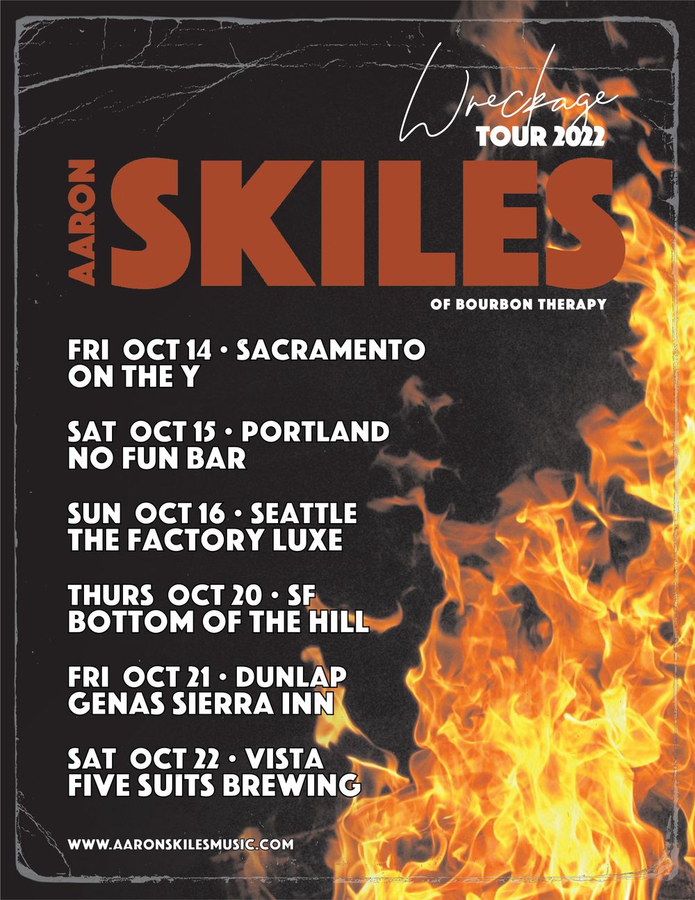 Catch Aaron with his band, on the West Coast, this October