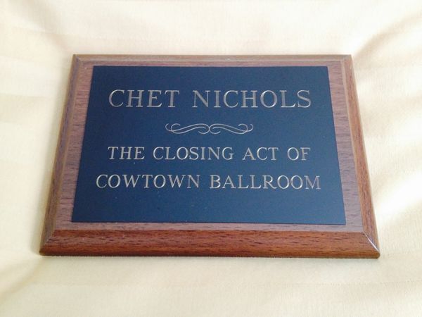 A fun gift for being one of the first and the "last" performer at Kansas City's famed "Cowtown Ballroom" as the part of a documentary event about music in the 60's and 70's in KC, MO.