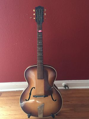 This is my mid-sixties Hofner Senator archtop. It was given to me by a retired English colonel in Italy. I used it on the slide part during the harmonica solo on "I'm Ready."