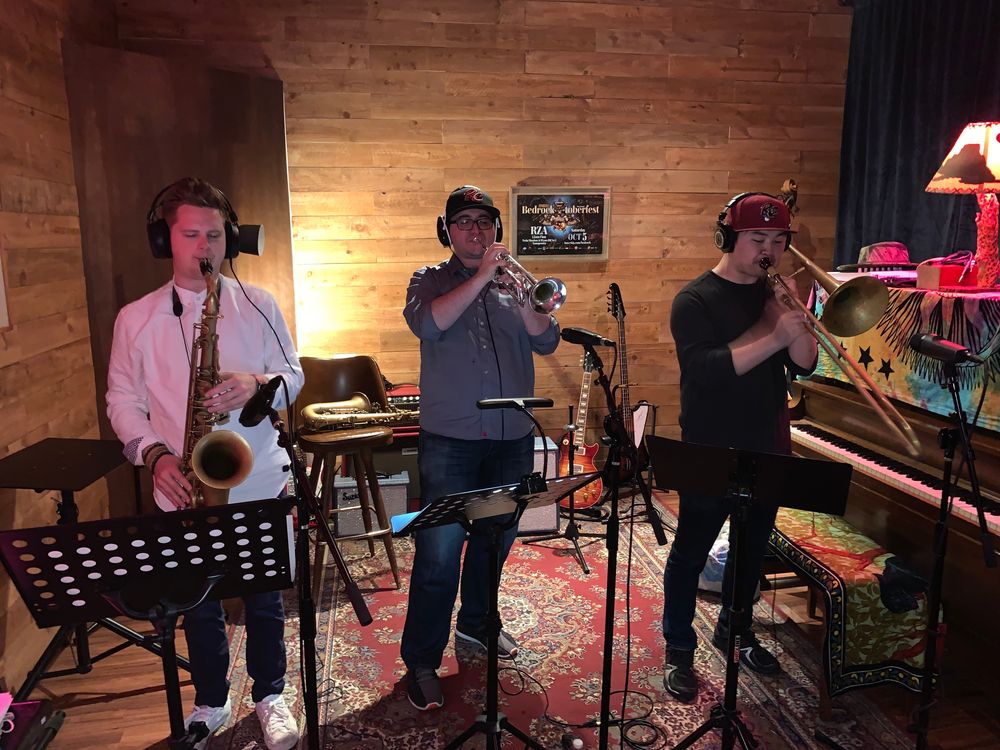 Horn section recording with Alex Hahn and Jon Hatamiya