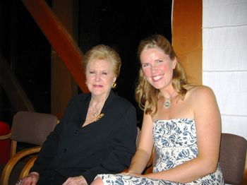 With Margaret Whiting at Sundance. Margaret was the first person to record "Come Rain or Come Shine," and is a grand dame of the American Songbook. Now in her 80's, she can still deliver a lyric with heart, humor, and incredible presence. It was such an honor to spend time and learn from her.