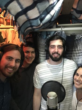 Good Latimer (Michael Klym, Aaron Salinas, Michael Zaring and Samantha Klym) recording group vocals.