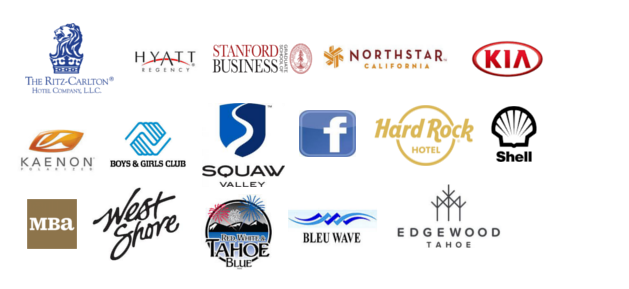 IN GOOD COMPANY
From big corporations to small offices, companies have trusted us to entertain them Tahoe style! We'd love to entertain you as well!