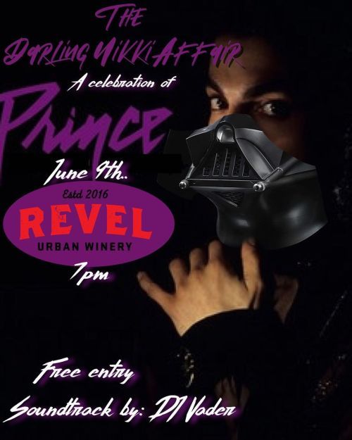 The Annual event to celebrate the life and music of Prince!
We call it the “Darling Nikki Affair”
All Prince and everything Prince!
Thursday June 9th at @revelotr it’s a free event, bring your purple and let’s go crazy! Soundtrack by DJ Vader!
It’s Always a great time with Trivia, prizes and more!
Mark your calendars! June 9th starting at 7pm!
#LetsGoCrazy #Prince #Djvadermixx #darlingnikki #revelwine #LetsGoCrazy